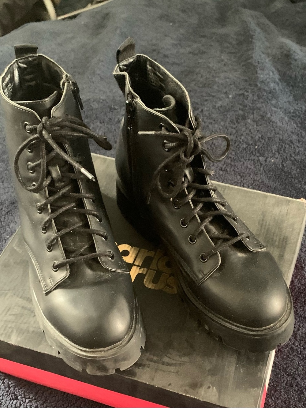 Madden Girl Black Lace-Up Combat Platform Boots